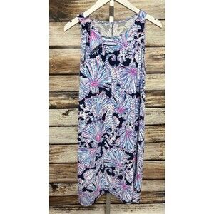 Lilly Pulitzer Luella Medium Deep Sea Navy Shells Bells Print Dress Seahorse
